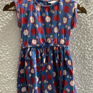 Cynthia Rowley Blue and Red Apple Print Kids Dress 5/6 girls